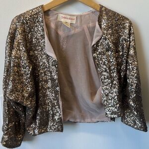 Rose Gold Sparkly Cropped Anthropologie jacket size XS